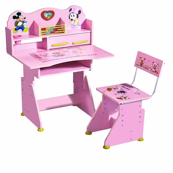 Height Adjustable Children Learning Desk and Chair Set Student School Furniture Wooden Ergonomic Kids Study Table for Home